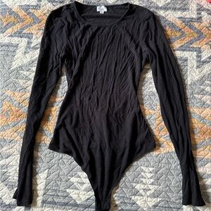 Le Lis Black Fitted Bodysuit with Long Sleeves